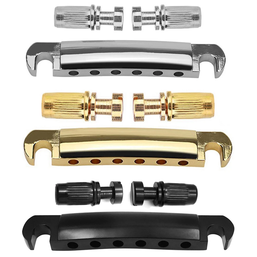 Tailpiece Stop Bar Guitar Bridge With Studs Parts For LP SG Electric Guitars Silver/Black/Gold 6