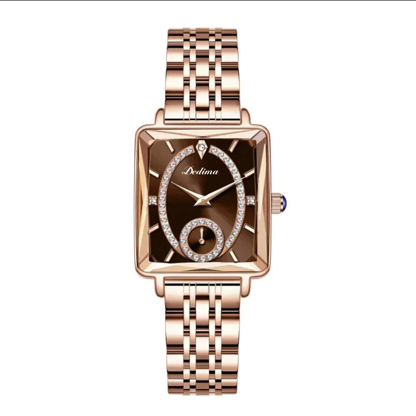 

New Creative Quadrate Women Watches Luxury Rose Gold Quartz Ladies Watches Stainless Steel Bracelets Wristwatches Reloj Mujer