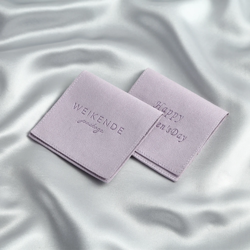 Custom Stamped logo Printed Luxury Envelope Flap Micro Fiber Suede Microfiber Envelope Jewelry Pouches and Packaging Gift Bags