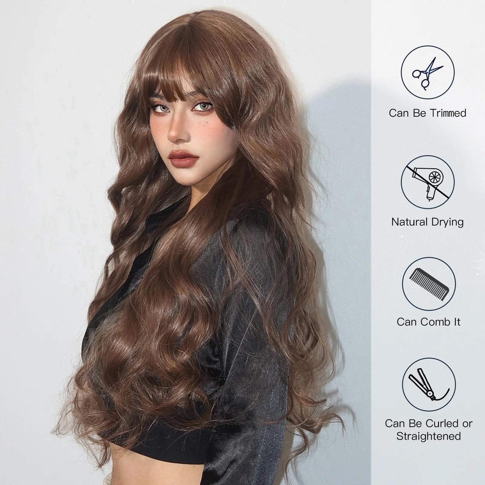 Lindas Garotas: O Que Realmente Fazer com uma Peruca Sintética ondulada  longa e marrom chocolate?, image size:1600x1600