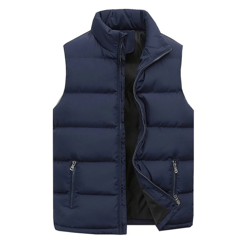Mens Bubble Padded Vest Jackets Autumn Winter Warm Zipper Top Clothes Versatile Waterproof Down Thickened Sleeveless Coats