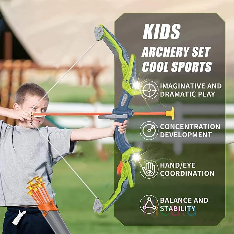 Kids Bow and Arrow Light-up Archery Set For Kids Toy For 3 4 5 6 7 8 9 10 11 12 Years Old Boys Girls Shooting Toy Christmas Gift 3