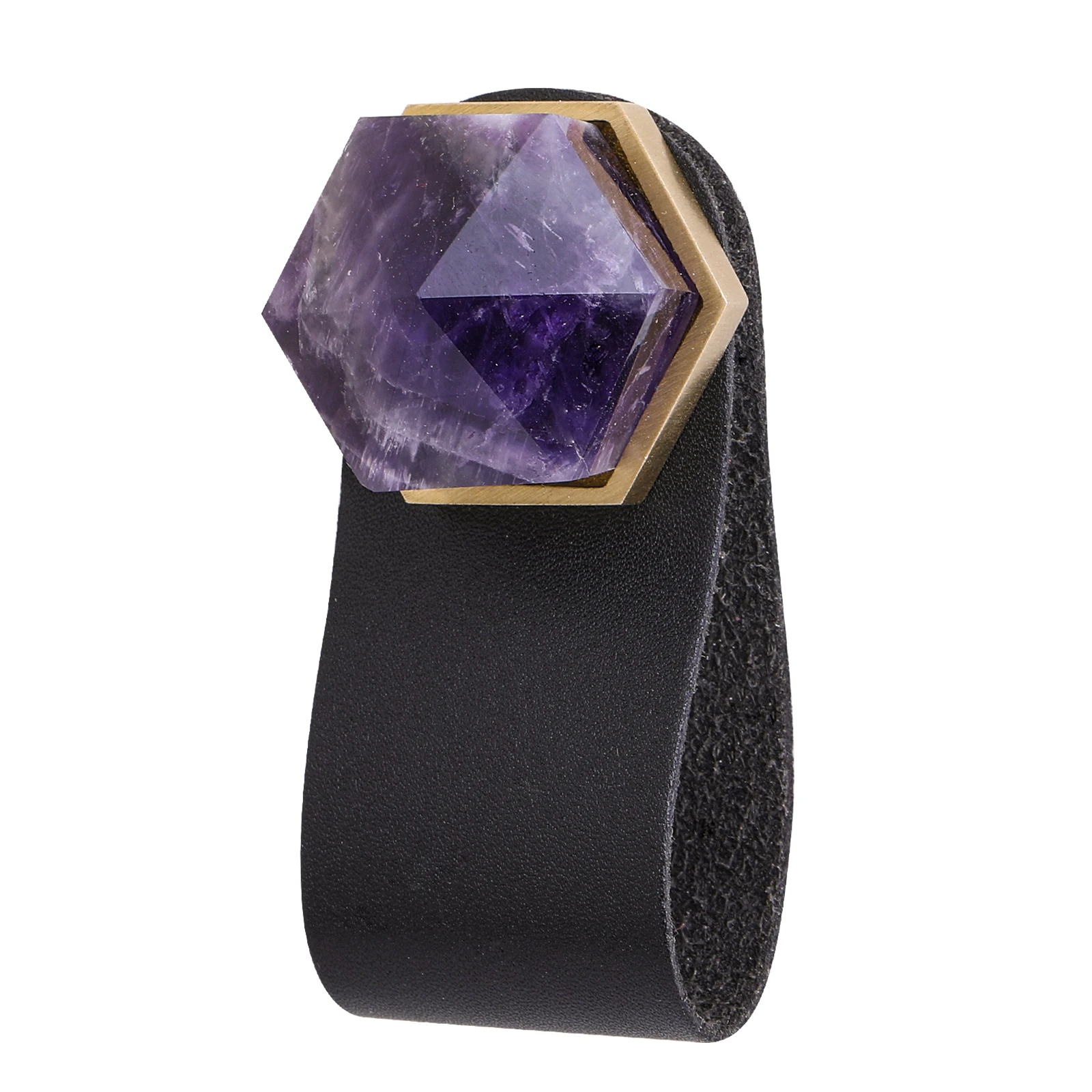Crystal Point Prism Stone Artificial Leather Cabinet Handles Furniture Dresser Wardrobe Kitchen Pulls Knob For Drawer Door Decor