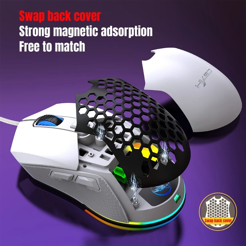 Wired Lightweight Gaming Mouse,7200DPI RGB Backlit Mice with 7 Buttons