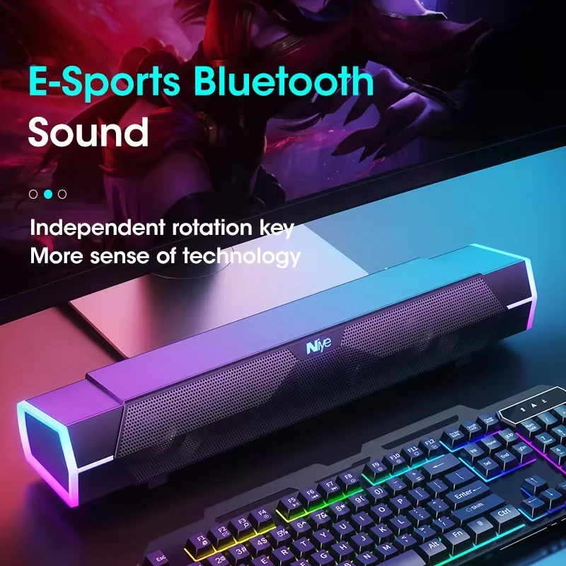 컴퓨터 사운드바 스피커 블루투스 5.0 및 유선 4D 서라운드 스테레오 사운드(노트북 PC용 서브우퍼 포함)