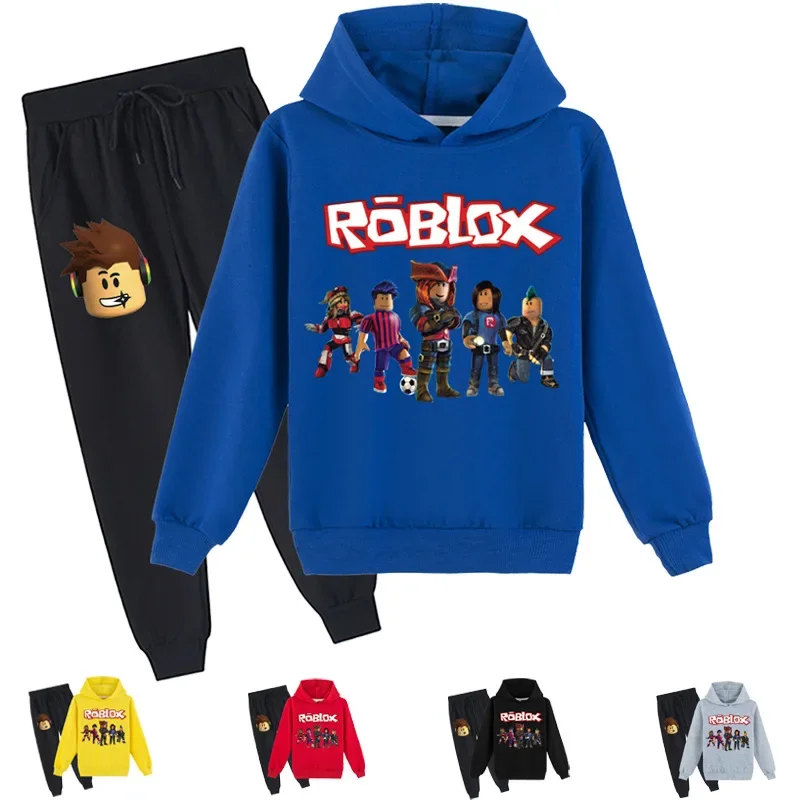 

Детская одежда, лидер продаж, толстовка с капюшоном и штаны ROBLOX для мальчиков и девочек среднего и старшего возраста, комплект из свитшота и толстовки с капюшоном