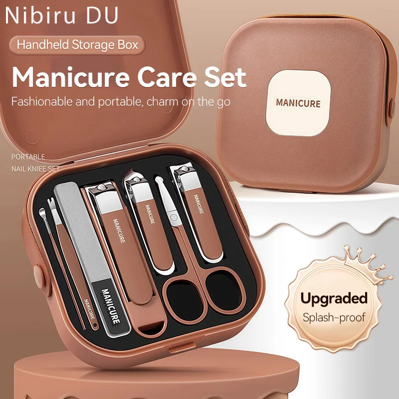 Professional Manicure Nail Care Kit 8 Sets Anti Splash Nail Clipper Manicure Clippers Protection Tools