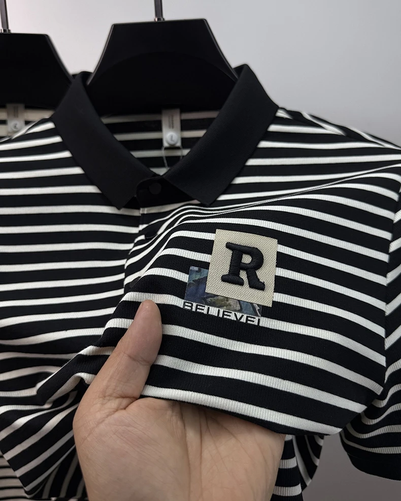 Fashion striped letter embroidered short sleeve polo shirt luxury brand summer new breathable lightweight men's casual T-shirt 17 S20afa04e12d844ea9ec5e2bf6f1be3e4H