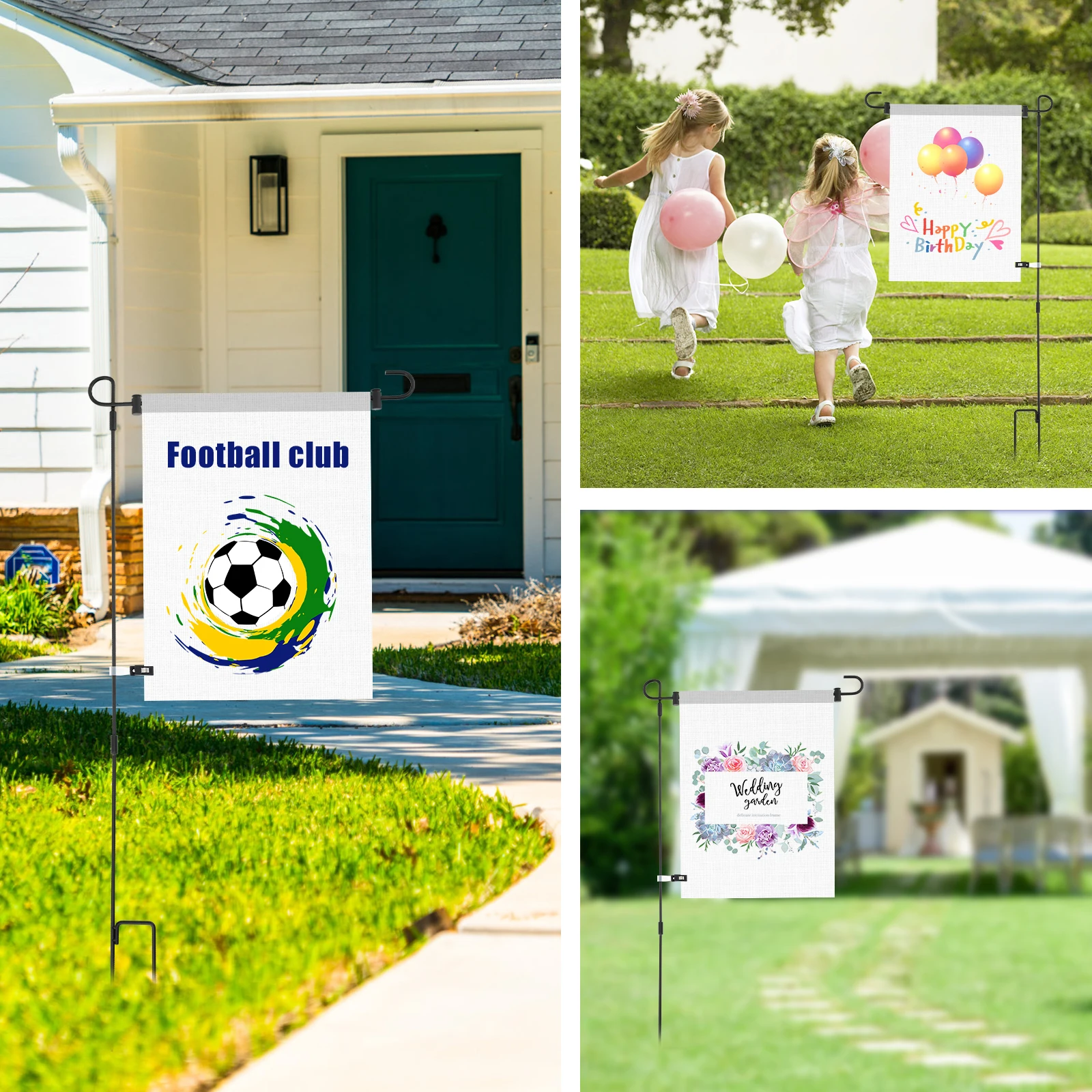 Garden Flag Holder Rust Resistant Wrought Iron Yard Flag Stand with Windproof Clips 34 Inch Metal Flag Poles for Outdoor Decor