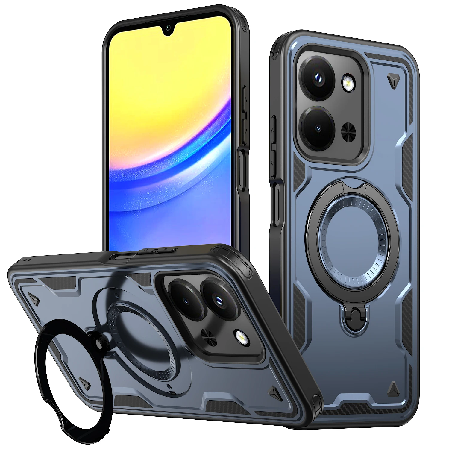 Enhanced Armor Shockproof Case with 360° Rotating Magnetic Stand