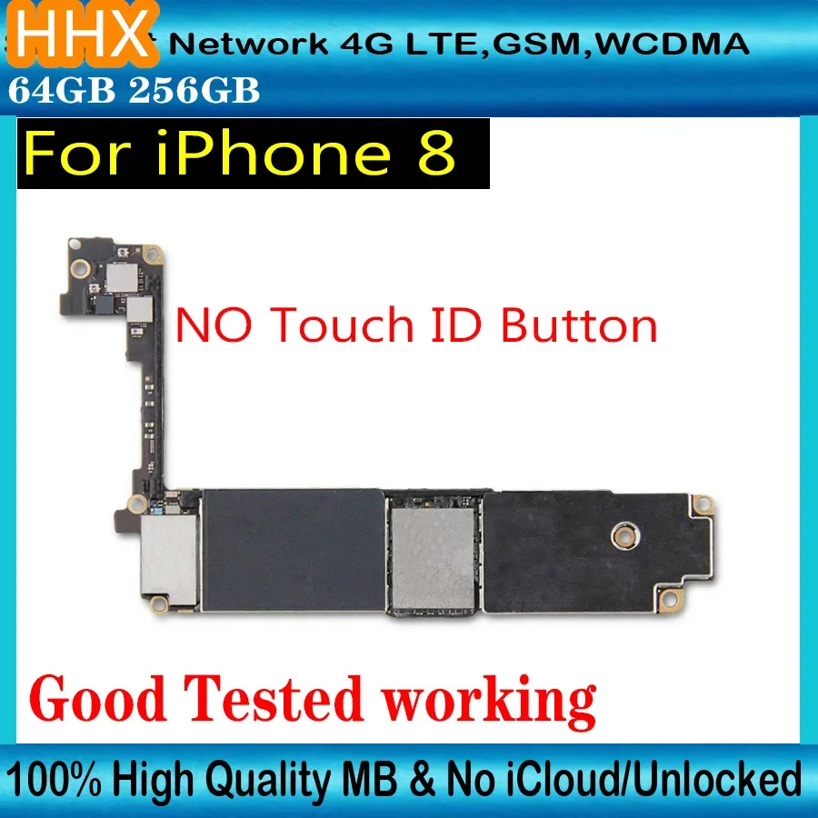 Free icloud For iPhone 8 & 8 Plus Motherboard With Touch ID Clean iCloud Unlocked For iPhone Plus 256gb/64g Main Logic Board iphone motherboard mobile motherboard cell phone parts