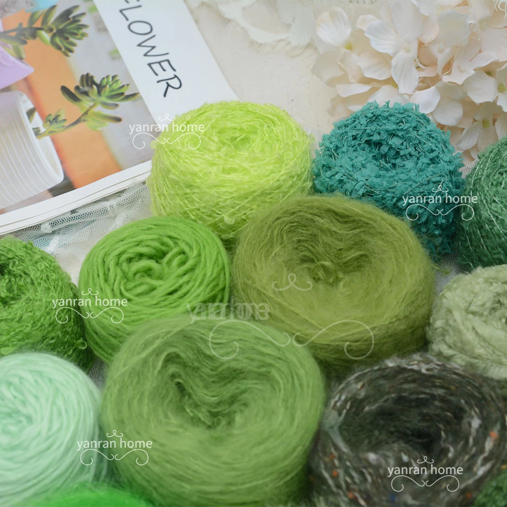 50g Forest Green Christmas Mohair Yarn Hand Wiring Sweater Scarf Paper Knitting Belt Toothbrush Halloween Decor Hand Mixed Yarn
