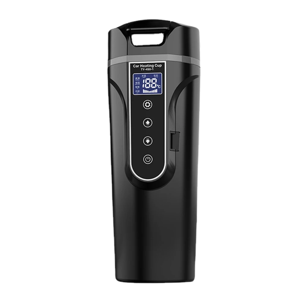 전기 물컵 12V/24V 차량용 온열 스마트 머그컵 온도 조절 기능 스테인리스 휴대용 차량용 히터 머그컵 전기 제품