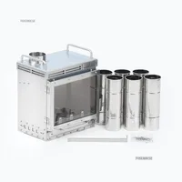 เตาผิงสแตนเลสพร้อมปล่องไฟรอง Burning เตาไม้กระจกหน้าต่าง Camping เต็นท์เตาฟืนเครื่องทําความร้อน Brazier 4