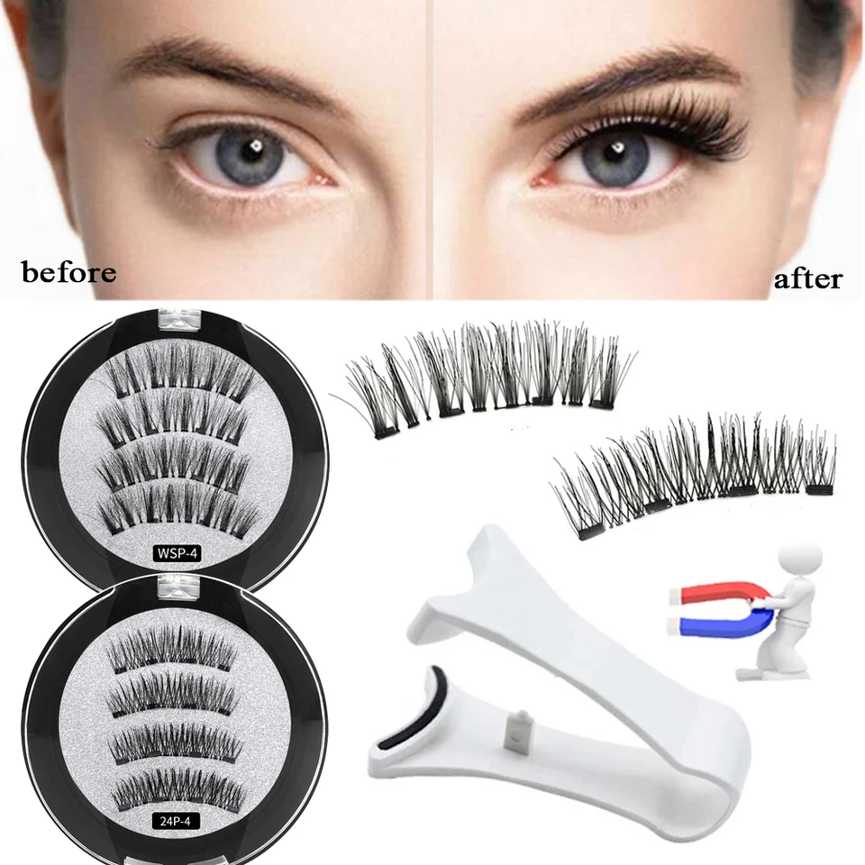 Faux Cils Magnétiques Réutilisables 3D MYTEX-SHOP - Effet Volume Naturel, 4 Paires, Résistants à L'eau