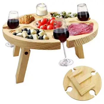 Wooden Outdoor Portable Folding Wine Picnic Table 1