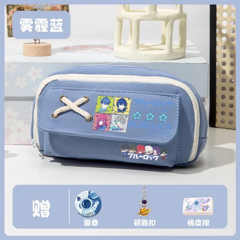 أسود أبيض أزرق أخضر، قفل أزرق، حقيبة أقلام مقلمة أ...