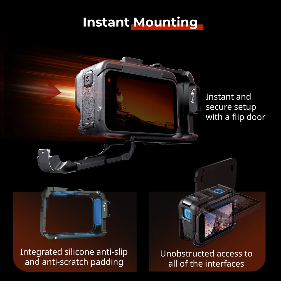 Cuifati Gabbia Protettiva Per Action Camera AcePro E AcePro2 | Telaio In Alluminio Con Sgancio Rapido E Attacco A Slitta