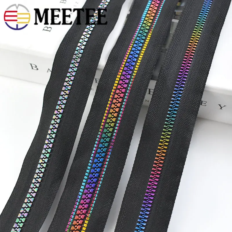 Rainbow Zipper Tape 5 Yards #3 #5 with 10 Pieces of Teeth Zipper Pulls  Zipper Tape with 2 Colors and Metallic Slider Pull Tab - AliExpress