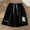 8XL Oversized Loose Shorts Men American Retro Gothic Alphabet Print Japanese Samurai Style Casual Sports Beach Pants Shorts 3