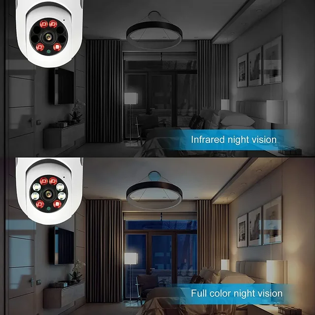 Tuya Câmera de Vigilância Em Casa Inteligente, Noite HD Vídeo de Segurança, Suporte Two Way Audio, Movimento Móvel, Lâmpada E27, Wifi, 2.4G 6