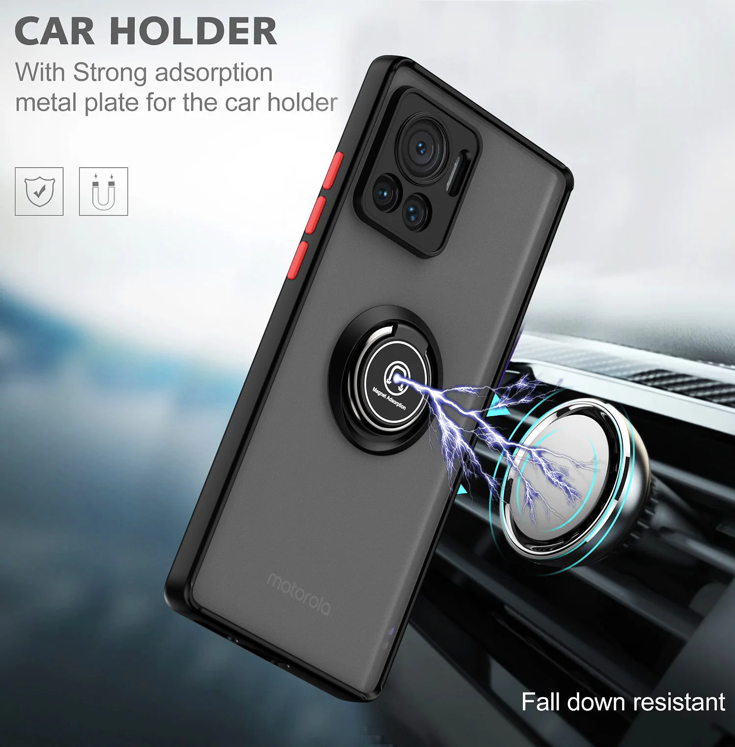 Durable Hard Silicone Phone Case with Magnetic Ring Holder