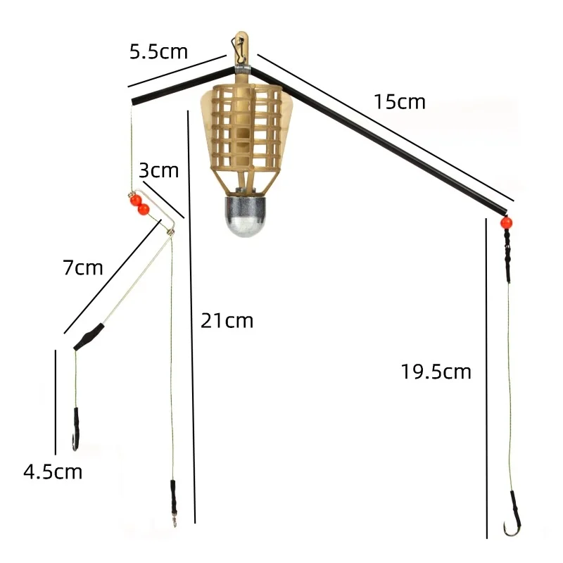 

With Line Hooks Feeder Fishing Goods Supplies 20/30/40/50g Trap Basket Holder Bait Cage Load Iron Head Fishing Feeder Tackle