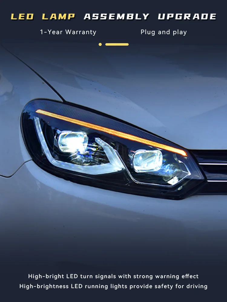 

Head Lights Tools For Volkswagen VW Golf 6 2010-2012 Modified Upgrade LED DRL Projector Lens Bifocal Auto Turn Signal Accessoriy