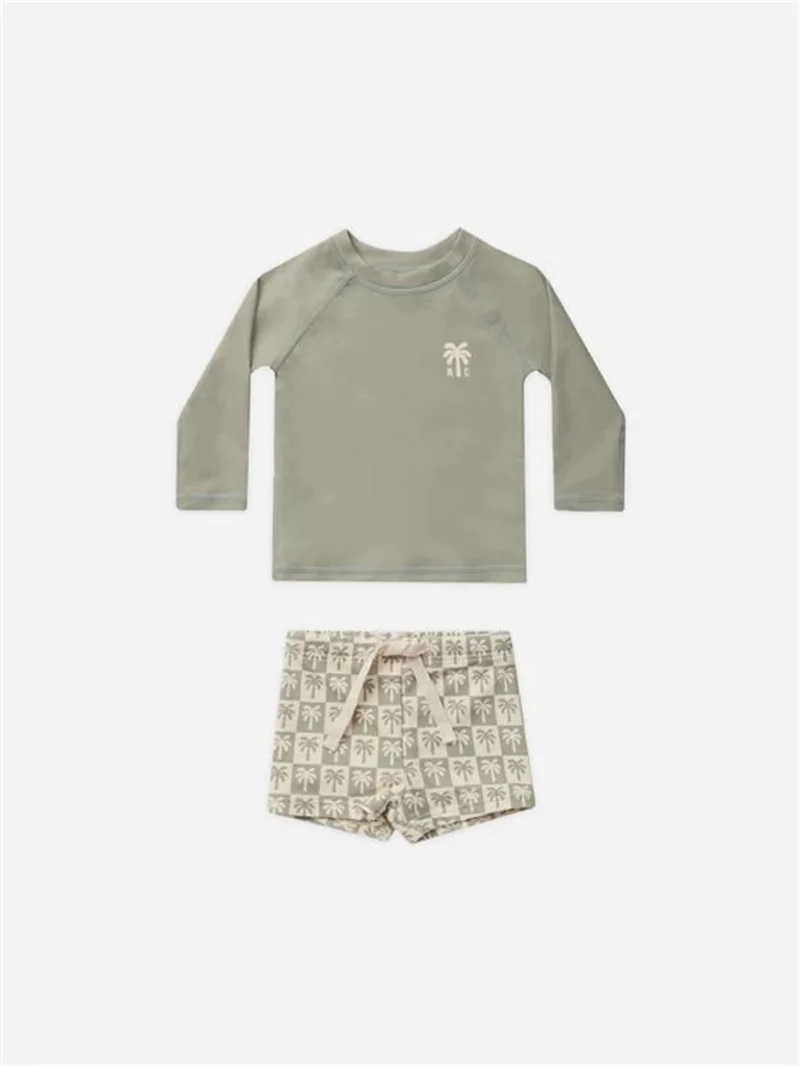 High Quality Summer 2024 swimsuit Boys Long sleeve Swimsuit set Kids Vacation beach shorts Swimsuit shorts RC 3