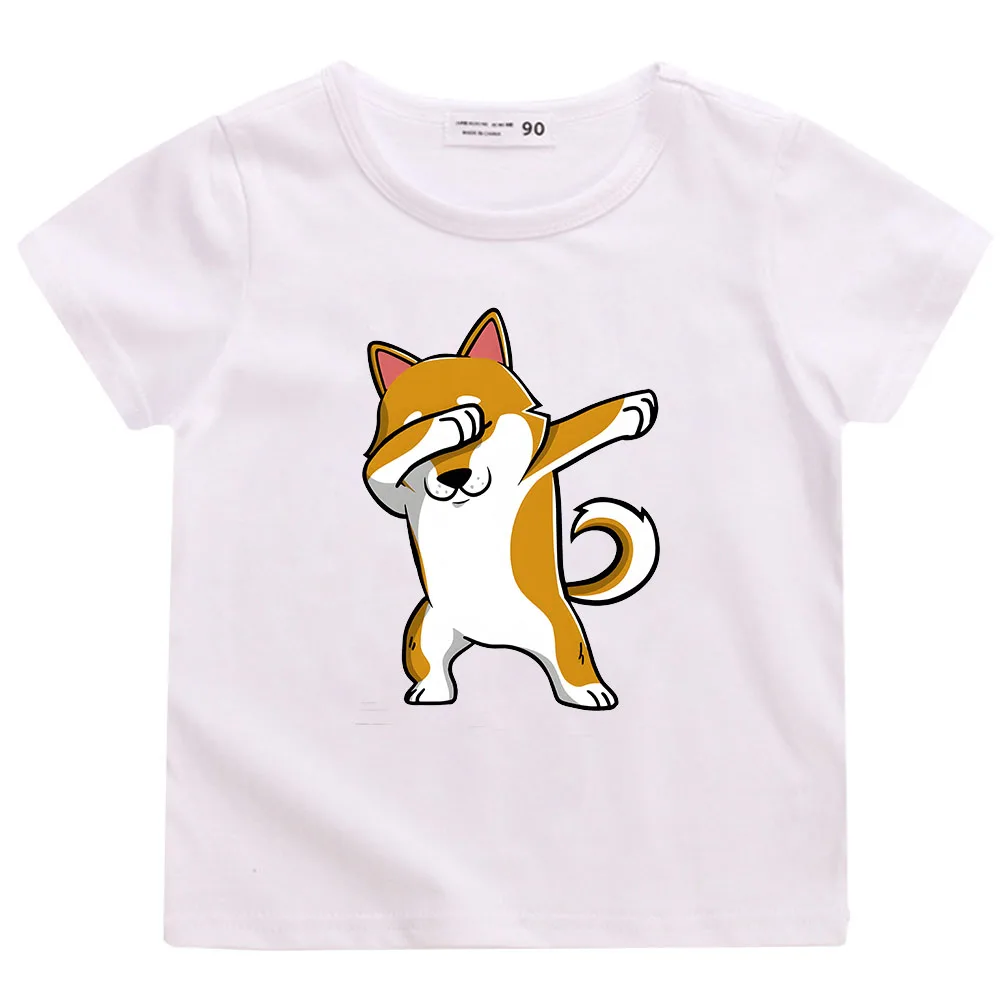 

Children T Shirts for Girls Kawaii Cute Shiba Inu T-shirt Kids Summer Dog Print T Shirt 100% Cotton Baby Boys Clothes Tops Tees