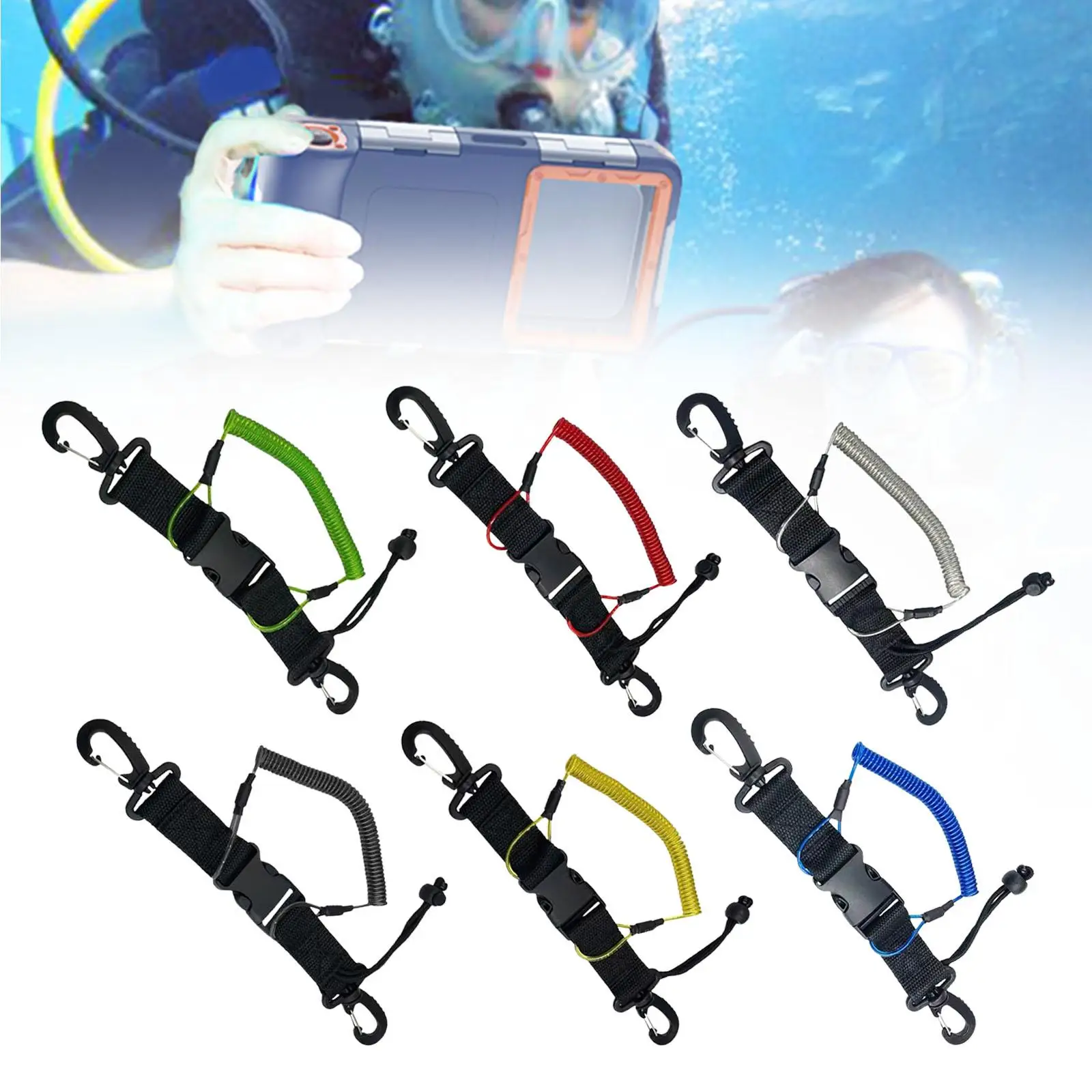 Diving Lanyard Anti Lost Portable Lightweight Freediving Lanyard Rope for Diving Snorkeling Underwater Under Water Sports Lights