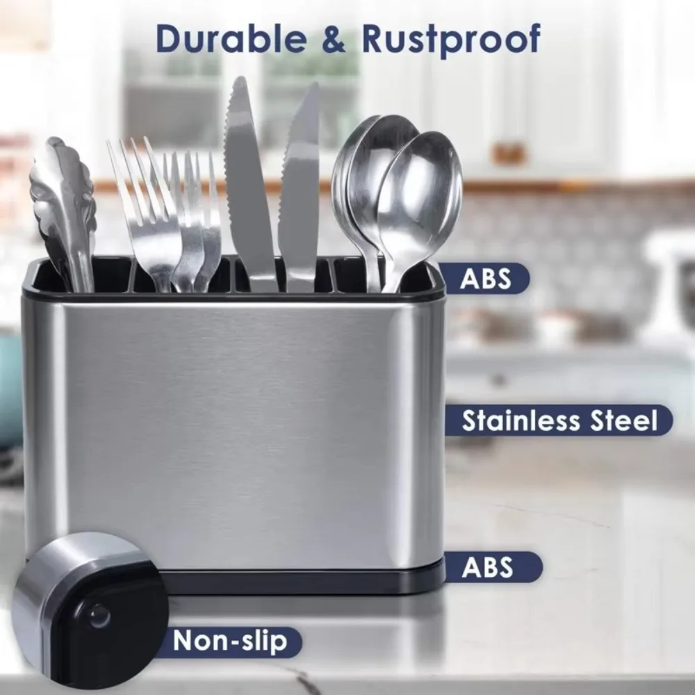 Kitchen Cutlery Organizer Knife Stand Plastic Drain Storage Holder Spoon Fork Chopstick Kitchenware Cooking Tool Tray Shelf Box