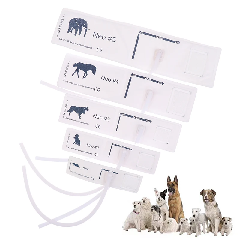5 Size Of Veterinary Blood Pressur Cuff Multisize Upper Arm Disposable Non-woven Animal NIBP Cuff Pet Blood Pressure Single Hose