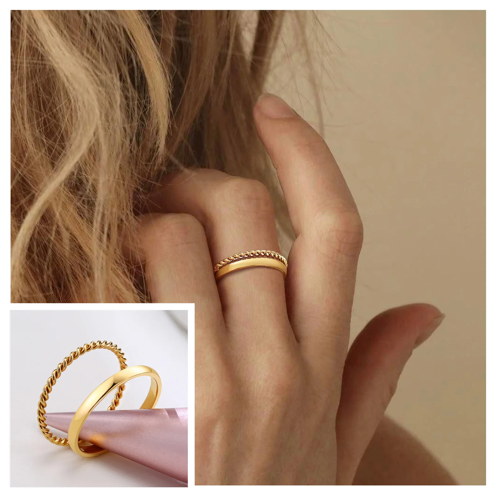 Stackable Gold Rings Women, Gold Stacking Rings Women