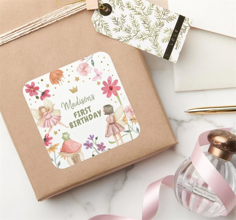 25Pcs Custom Fairy Birthday 1St Forest Fairy Stickers Favore, Princess Magical Fairy Birthday Party Favor Labels