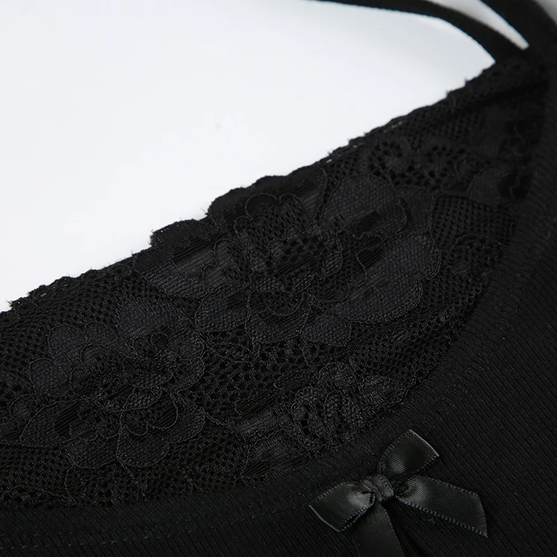 Camisetas de dos piezas para mujer, lindas y bonitas, con ribete de encaje liso, de manga larga, ropa suave y moderna de otoño.