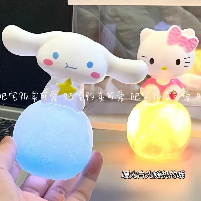 Kawaii Kuromi Cinnamoroll Night Light Glowing Children Toy Bedside Lamp Anime Cartoon Melody Cute Children Kid Present Gifts