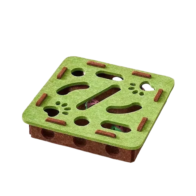Diy Pet Cat Puzzle Maze Holes Toys Felt Box With Bell Ball Kitten Playing Toys Interactive Funny Combination Set Cat Supplies 6
