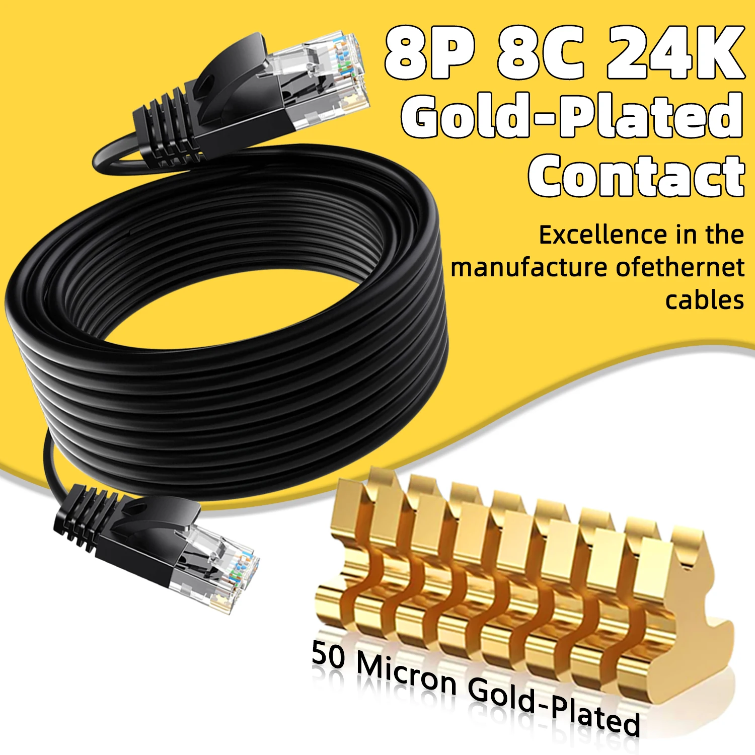 كابل إيثرنت Cat6A فائق النحافة كابل إيثرنت LAN 10...