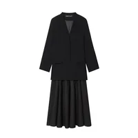 2025 New Women Fashion Dress Splicing Blazer Long Dresses Long Sleeve Office Chic Dresses For Women Spring Autumn Dress - Image 2