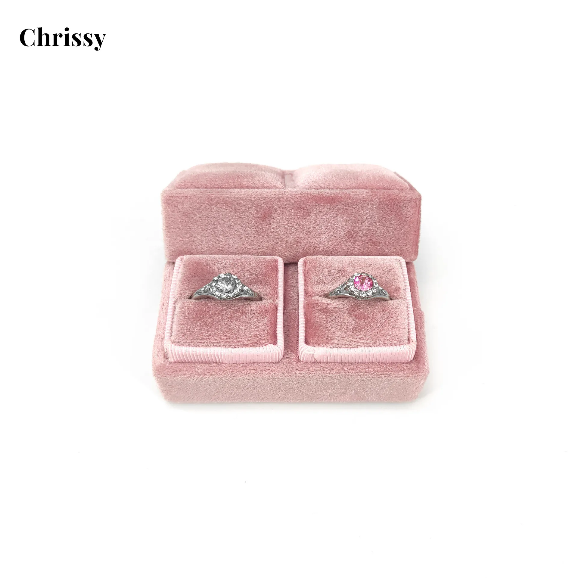 Double Ring Box for Couples Proposal Engagement Rings Display Holder Organizer Jewelry Container Earring Showing high quality jewelry box for couples propose rings packaging rotating rose flower ring box 3d heart shape