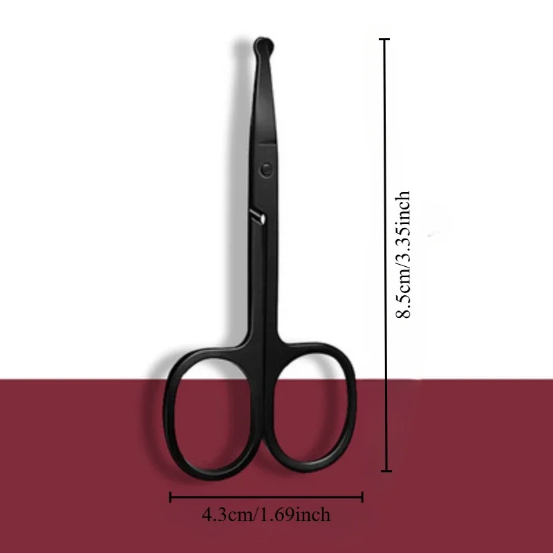 Silver Mirror Light Black Round Head Safety Nose Hair Scissors Neutral Stainless Steel Scissors Manual Trimming Shears tools New 6