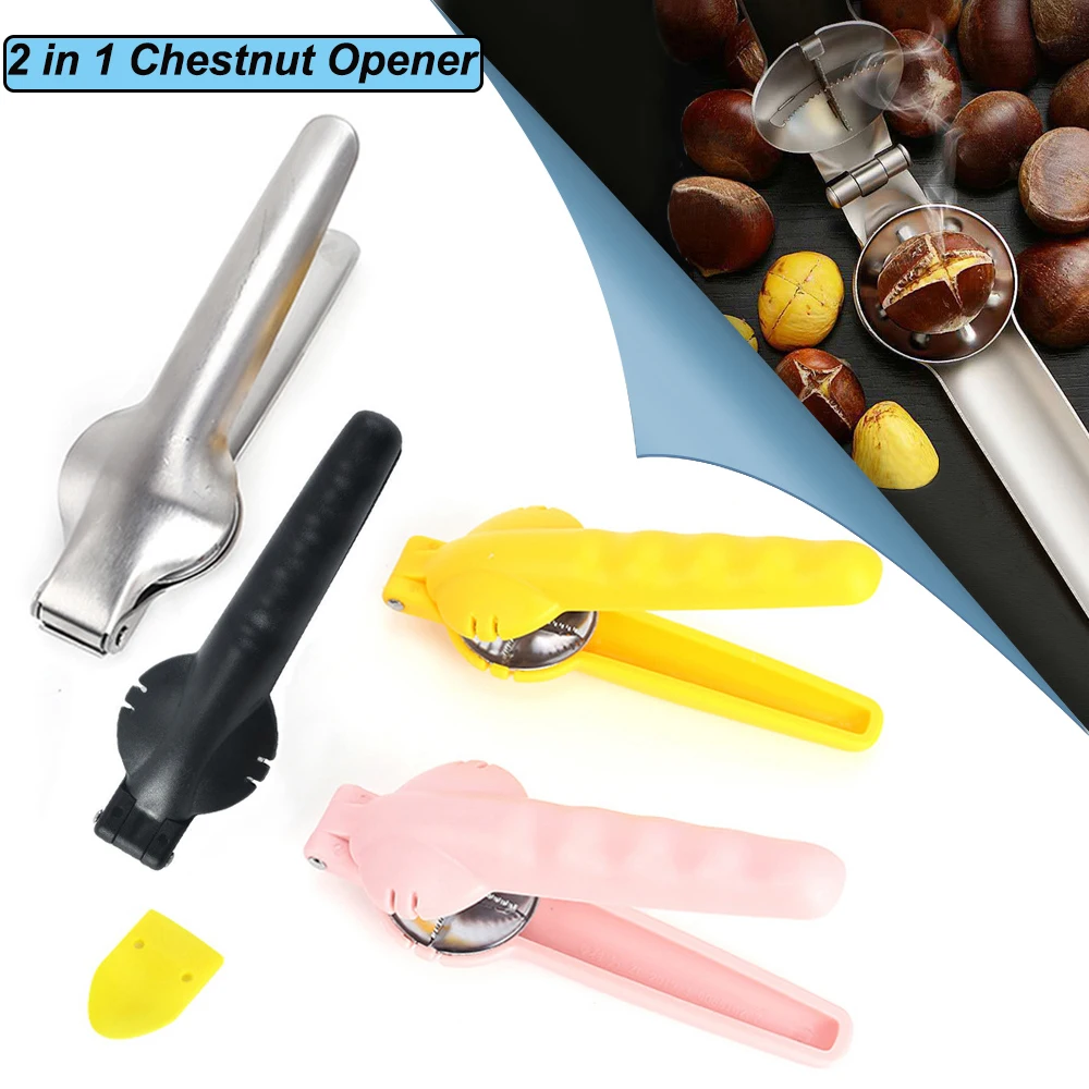 

Stainless Steel 2 in1 Nut Cracker Opener Chestnut Machine Chestnut Clip Walnut Pliers Cutter Chestnuts Sheller Kitchen Gadget