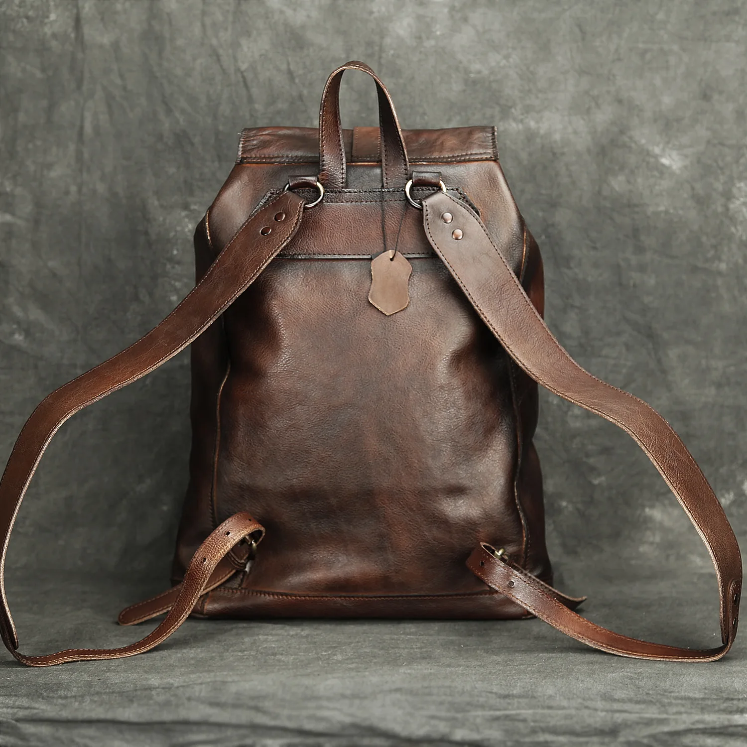 Anti Theft Men's Genuine Leather Backpack Vintage Handmade Knapsack Male Retro Rucksack Large Fashion Travel Backpack Bag Male 3