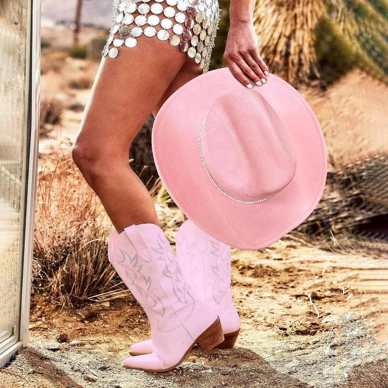 Rhinestone Girls Cowboy Hat for Women and Men with Shapeable Wide Brim Felt Cattleman Western Cowgirls Hats Party Hat Cowboy Hats Cowgirl Hats