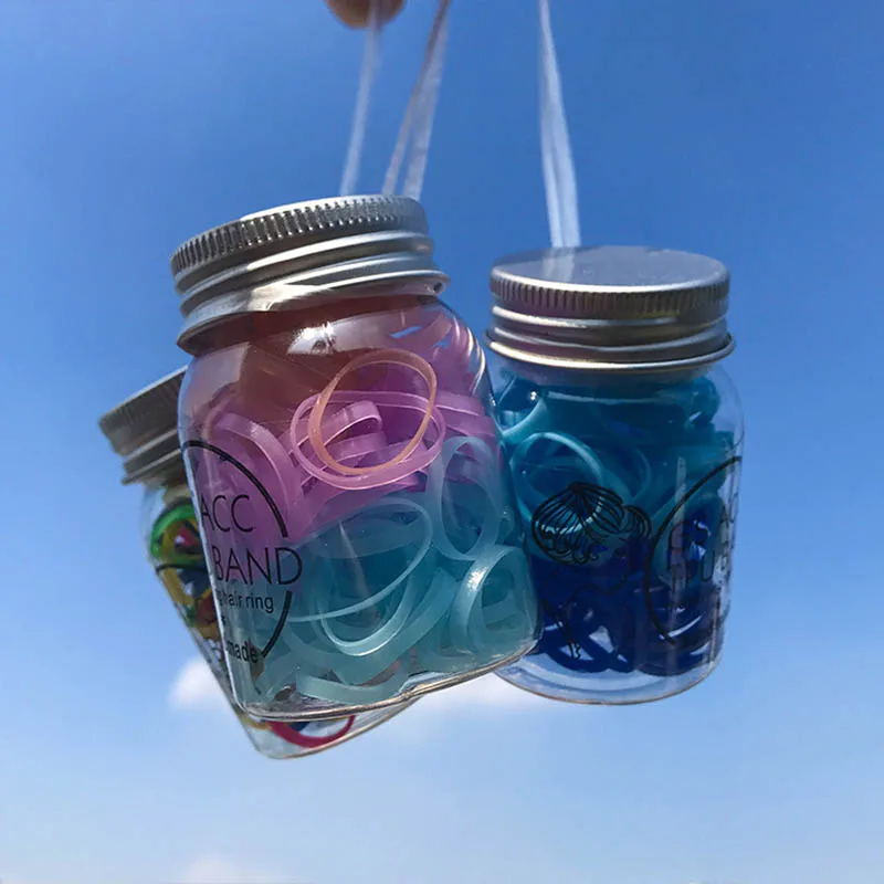 

Q 1Box Canned Disposable Gradient Color Rubber Band Hair Rope Small Fresh Tie Elastic Hair Band Rubber Band Hair Accessories