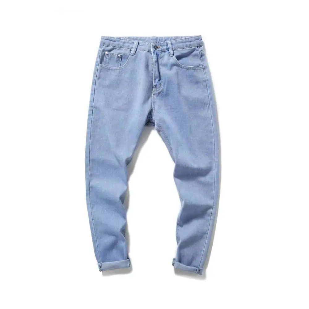 Summer 2022 Fashion Washing New Hong Kong Style Trend Ankle Length Jeans Men's Korean Loose Teenagers Thin Wild Men's Pants