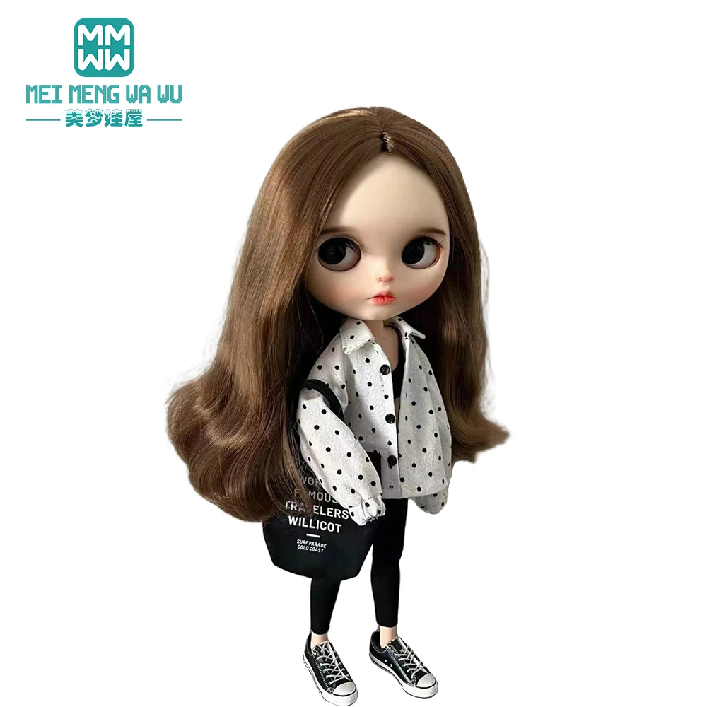 Clothes for doll Fashion Polka dot shirts, sundresses, sweatshirt sets fits Blyth Azone OB22 OB24 doll accessories 2