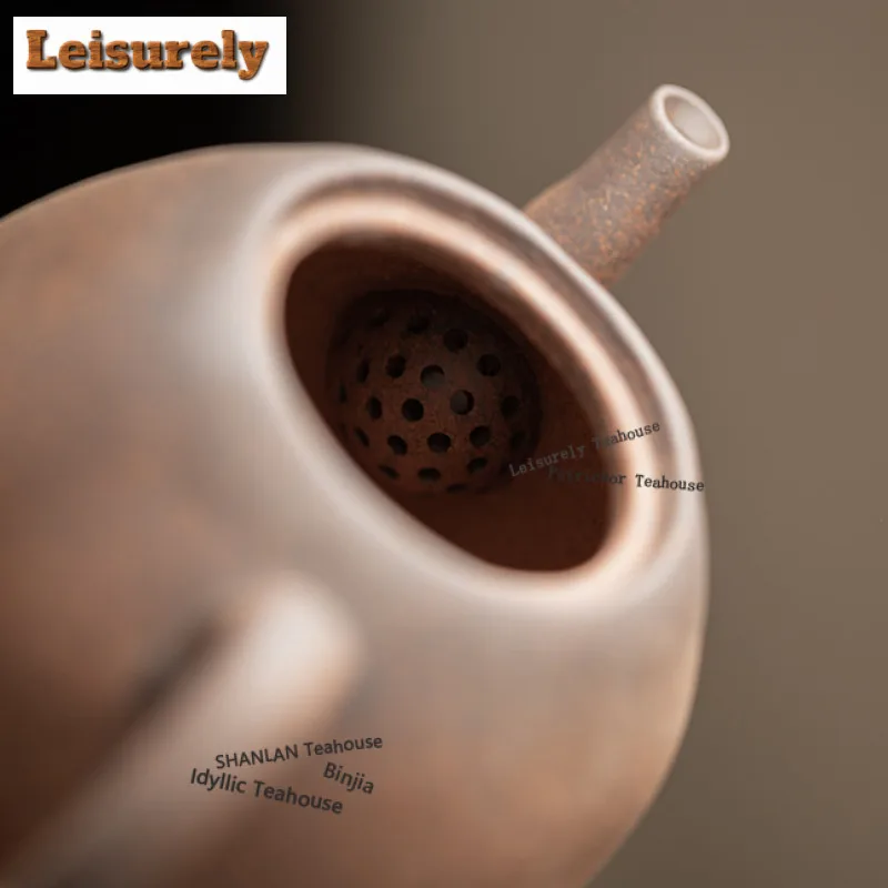 Coarse Pottery Pumpkin Apple Teapot Vintage Tea Infuser Pot Tea Brewing Kettle with Filter White Tea Tea Services Decoration