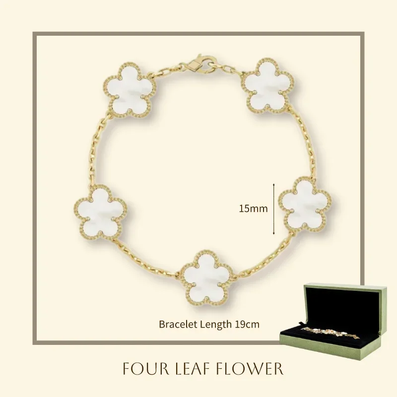

Женский браслет из четырехлистного цветка/пятилистного цветка с натуральным драгоценным камнем